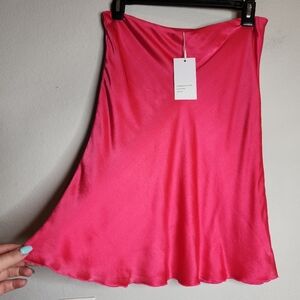 NWT All My Love Silk Pink Pull On Skirt Lettuce Hem Women's Size XS